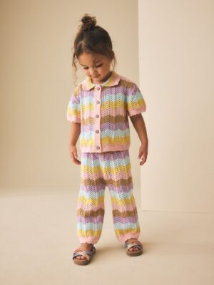 Multi Stripe Knitted Shirt and Trousers Set