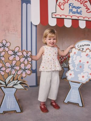 Cath Kidston Ecru Ditsy Blouse And Trousers Set