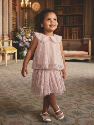 Pink Lace Top & Skirt Set