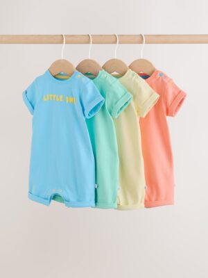 Bright Slogan 100% Cotton Baby Rompers 4 Pack
