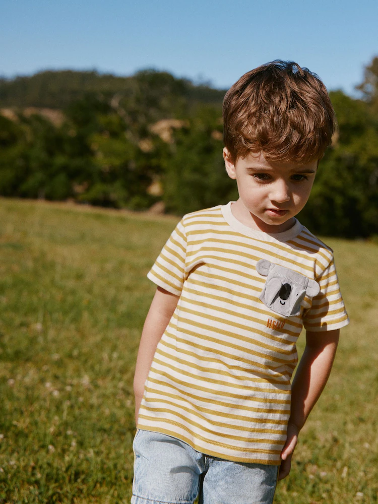 Yellow Stripe Koala Bear Short Sleeve Interactive T-Shirt