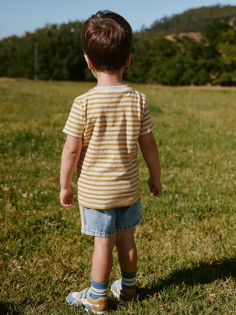 Yellow Stripe Koala Bear Short Sleeve Interactive T-Shirt