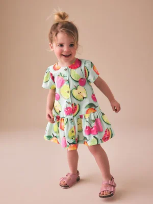 Fruit Print Short Sleeve Cotton Dress