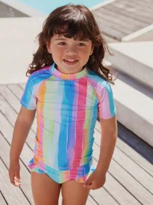 Rainbow Stripe Short Sleeved Sunsafe Swim Set