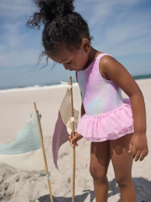 Pink Foil Mesh Tutu Swimsuit