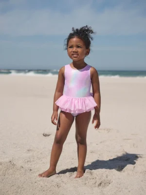 Pink Foil Mesh Tutu Swimsuit