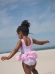 Pink Foil Mesh Tutu Swimsuit
