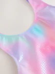 Pink Rainbow Foil Sequin Scoop Neck Swimsuit