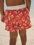 Red Printed Swim Shorts