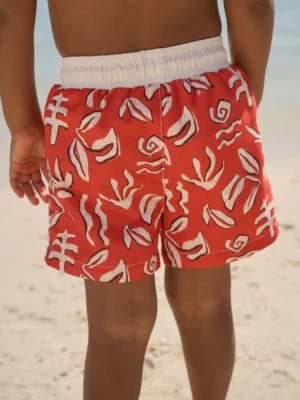 Red Printed Swim Shorts