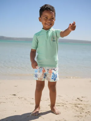 Sage Green Rash Vest and Swim Shorts Set