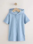 Blue Towelling Zip Through Cover-Up