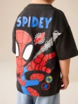 Charcoal Grey Spidey Marvel Short Sleeve Cotton T-Shirt
