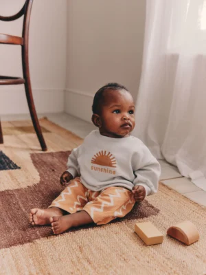 Grey/Rust Sun Sweat Top and Joggers Baby Set