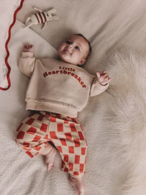 Neutral/Red Heartbreaker Sweatshirt and Leggings Baby Set