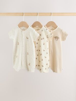 Neutral Hamish Highland Cow Jersey Baby Rompers 3 Pack