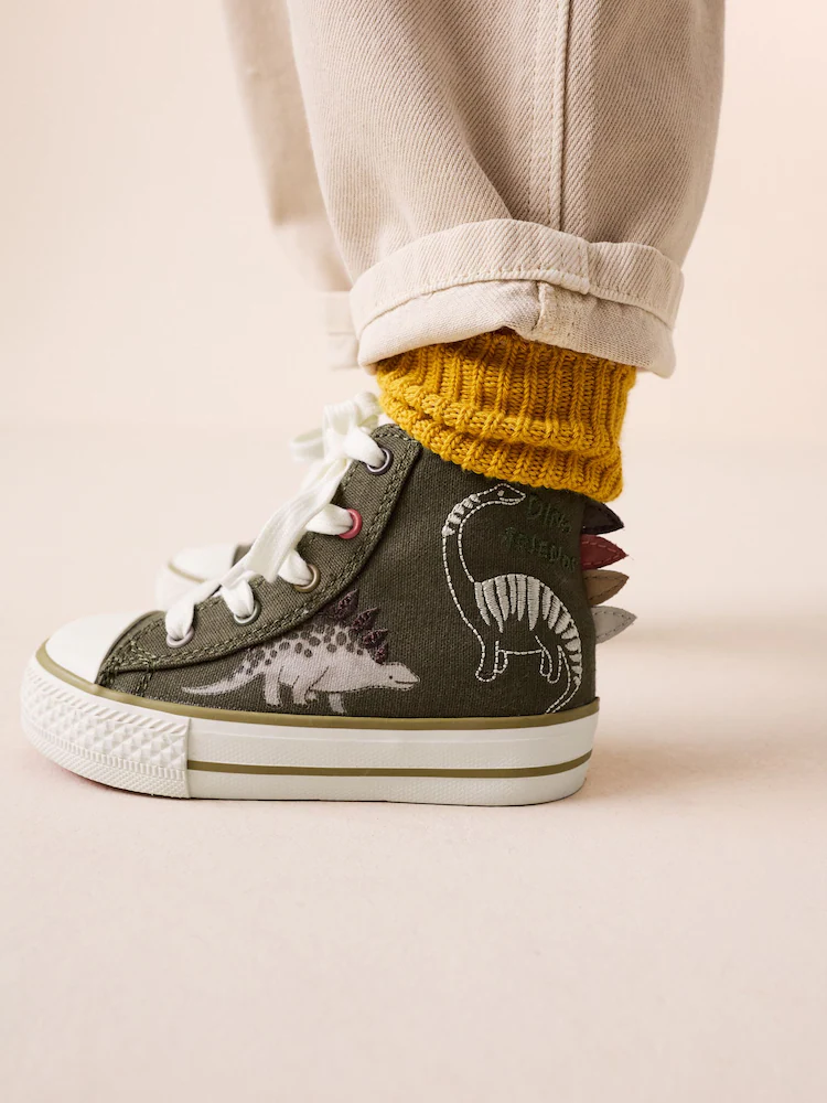 Green Dino Zip Fastening Hi Top Trainers