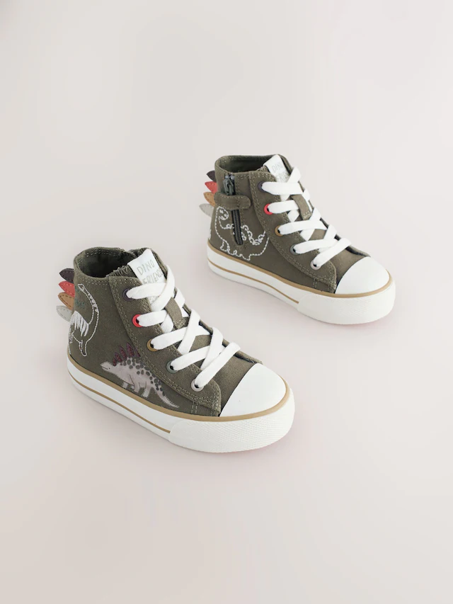 Green Dino Zip Fastening Hi Top Trainers
