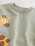 Green Giraffe Short Sleeve Appliqué T-Shirt