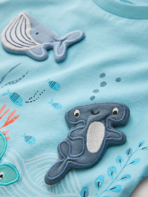 Blue Sea Animal Short Sleeve 3D Padded T-Shirt