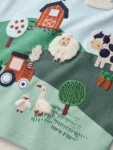 Green/Blue Farm Short Sleeve Appliqué T-Shirt