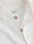 White Short Sleeve Textured Polo Shirt and Shorts Set