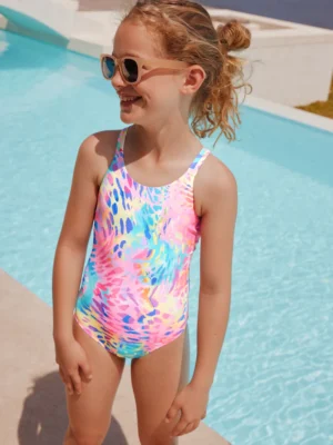 Bright Animal Print Double Strap Swimsuit