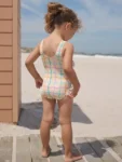 Rainbow Check Frill Leg Swimsuit