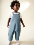 Blue Dungarees and T-Shirt Set