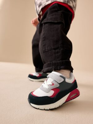 Black/Red Standard Fit (F) Elastic Lace Trainers