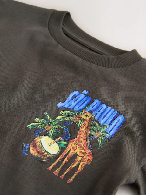 Charcoal Grey Sao Paulo Short Sleeve Back Print T-Shirt