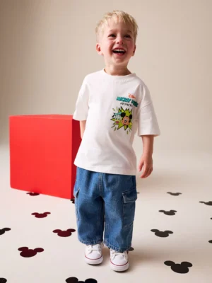 White Mickey Mouse Short Sleeve T-Shirt