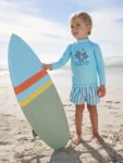Blue Long Sleeve Sunsafe Rash Vest and Swim Shorts Set