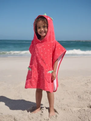 Red Strawberry Towelling Poncho