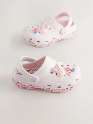 White/Pink Bunny Character Clogs