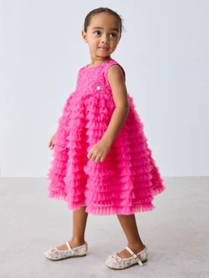 Baker by Ted Baker Hot Pink 3D Textured Mesh Dress