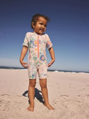 Pink Floral Print Sunsafe Swimsuit