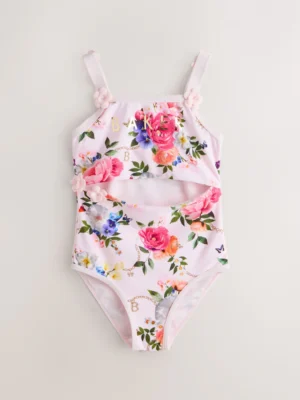 Baker by Ted Baker Pink Cut-Out Floral Printed Swimsuit