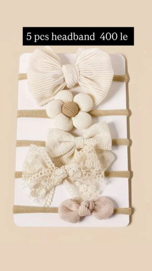 5psc Soft Cotton Comfortable Baby Flower Hair Bands