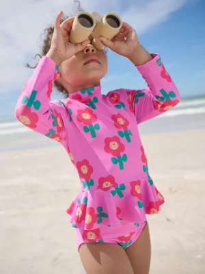 Pink Stampy Floral Sunsafe Swim Set