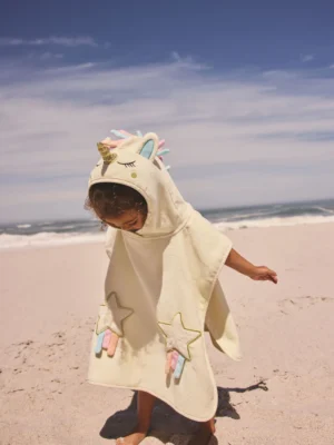 Ecru White Unicorn Towelling Poncho