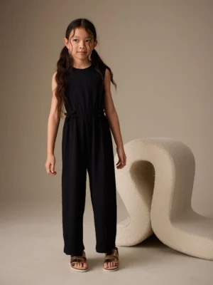 Black Crinkle Jersey Jumpsuit