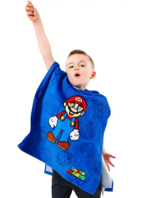 Character Blue Super Mario 100% Cotton Towel Poncho