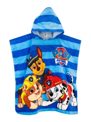 Character Blue Paw Patrol License Kids Printed Swim And Beach 100% Cotton Towel Poncho