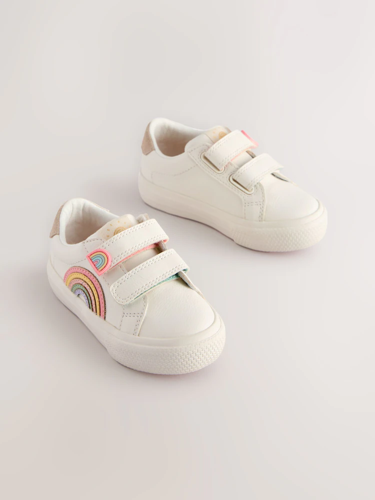 White Standard Fit (F) Touch Fasten Trainers