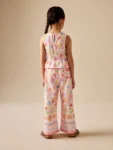 Flower Print Top And Wide Leg Trousers Set
