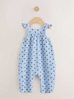 Blue Spot Baby Long Leg Jersey Romper