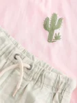 Light Pink/Mint Stripe Short Sleeve T-Shirt & Shorts Set