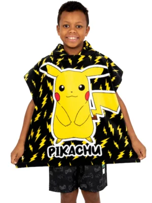 Character Black Pokemon Pikachu Hooded Towel Poncho