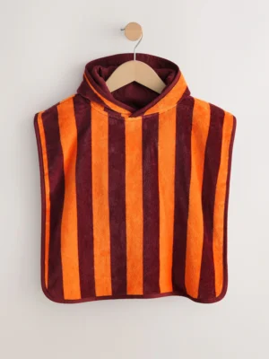 Orange Stripe Towelling Poncho